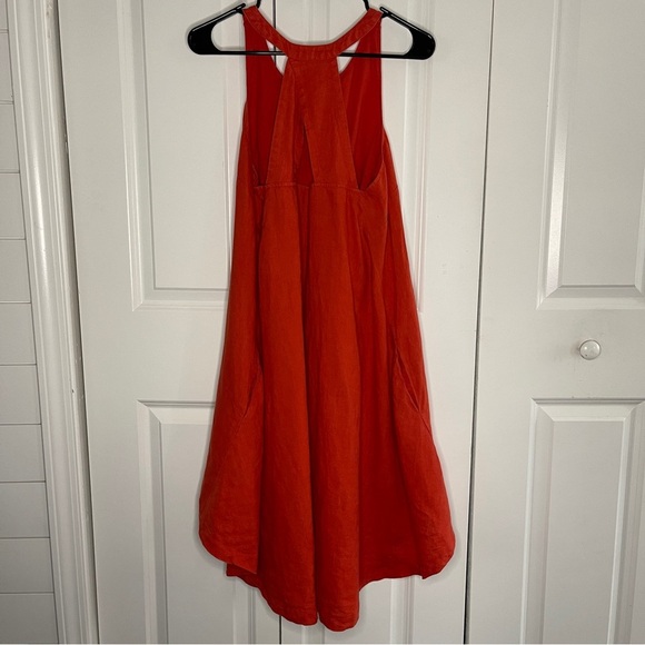 Banana Republic Orange Linen Hi Low Sleeveless Trapeze Dress Size 6 With Pockets - Picture 4 of 9